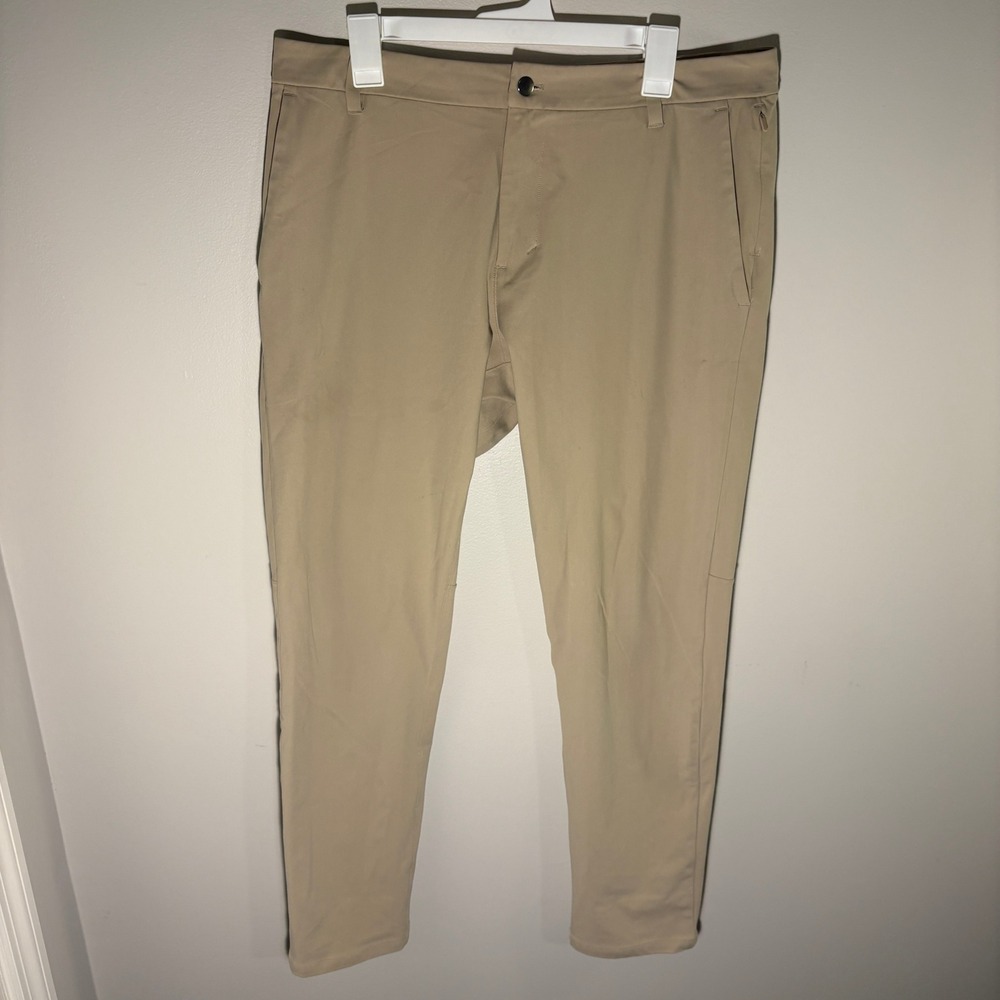 Lululemon Commission Slim Fit Pant 34 Tan Khaki ABC Technical Chino 32 Inseam